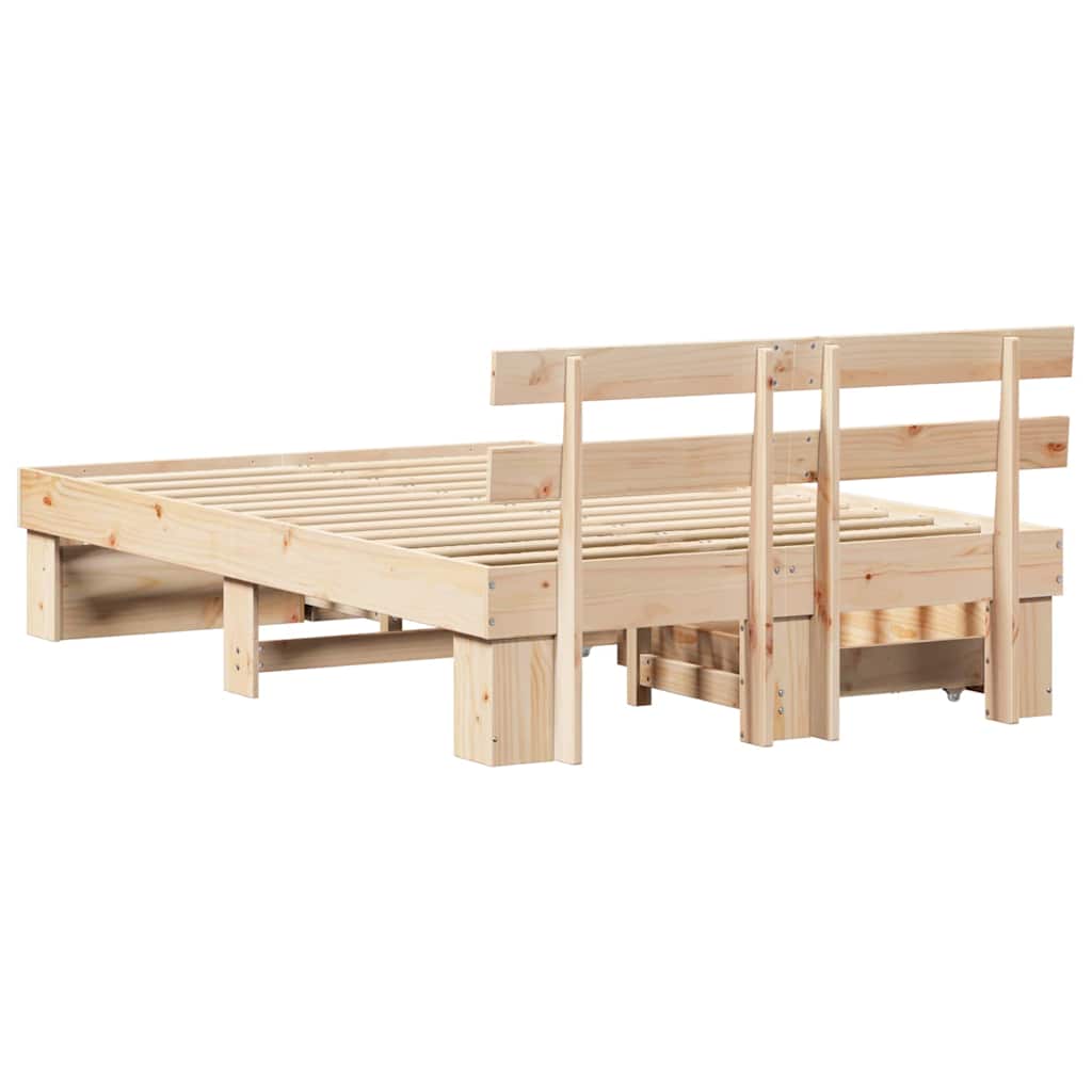 Cadre de lit avec tête de lit Marron 120 x 190 cm Pin massif - XIOS