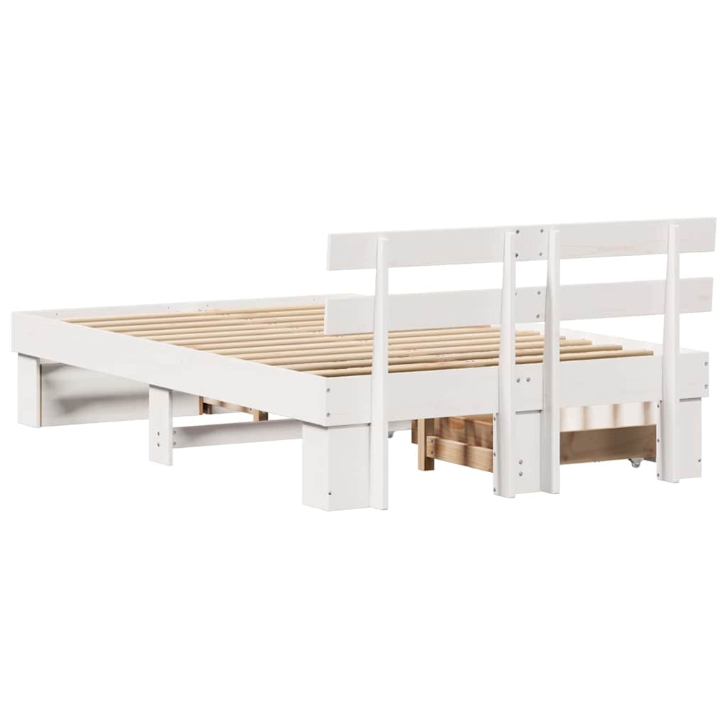 Cadre de lit avec tête de lit Blanc 120 x 190 cm Pin massif - XIOS