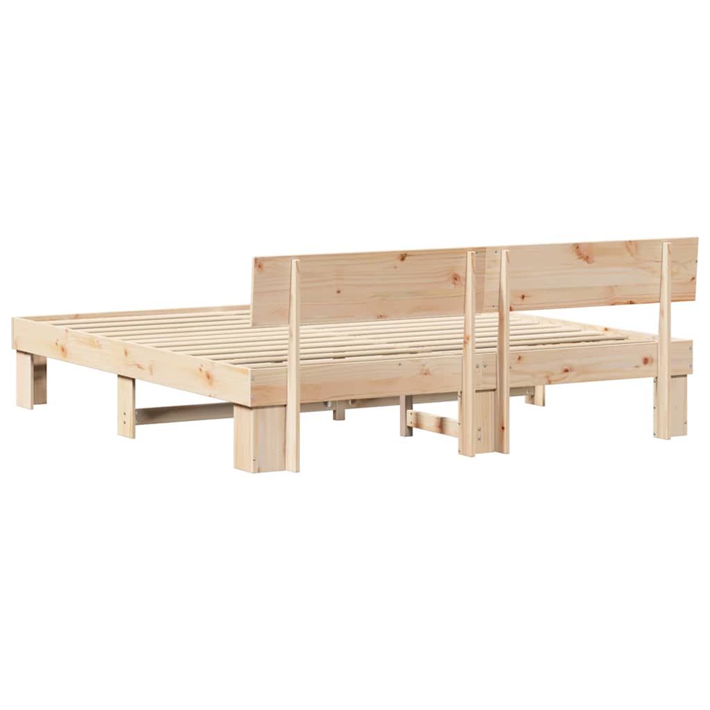 Cadre de lit Marron 200 x 200 cm Bois massif en pin - XIOS