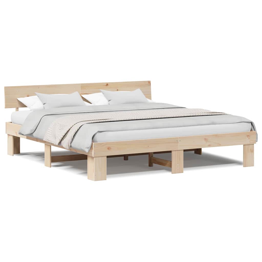 Cadre de lit Marron 200 x 200 cm Bois massif en pin - XIOS