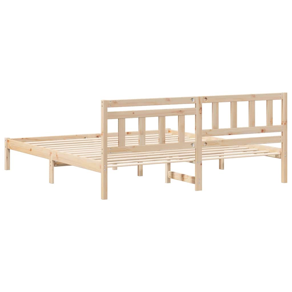 Cadre de lit avec tête de lit Marron 200 x 200 cm Pin massif - XIOS