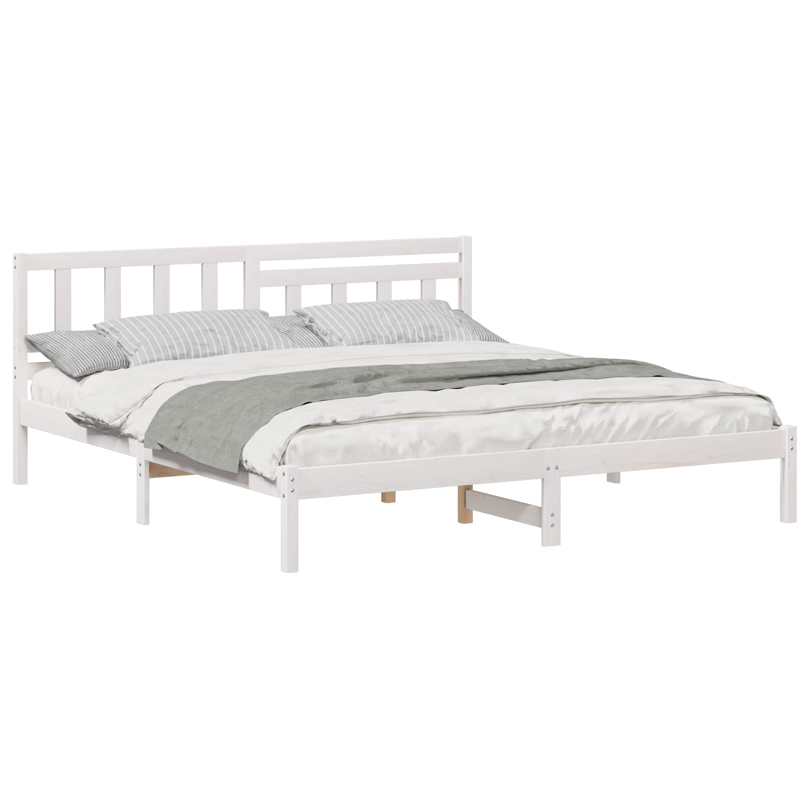 Cadre de lit avec tête de lit Blanc 200 x 200 cm Pin massif - XIOS