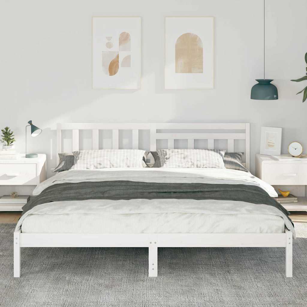 Cadre de lit avec tête de lit Blanc 180 x 200 cm Pin massif - XIOS