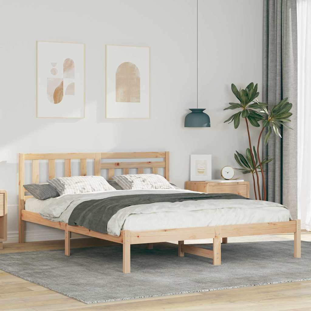 Cadre de lit avec tête de lit Marron 160 x 200 cm Pin massif - XIOS