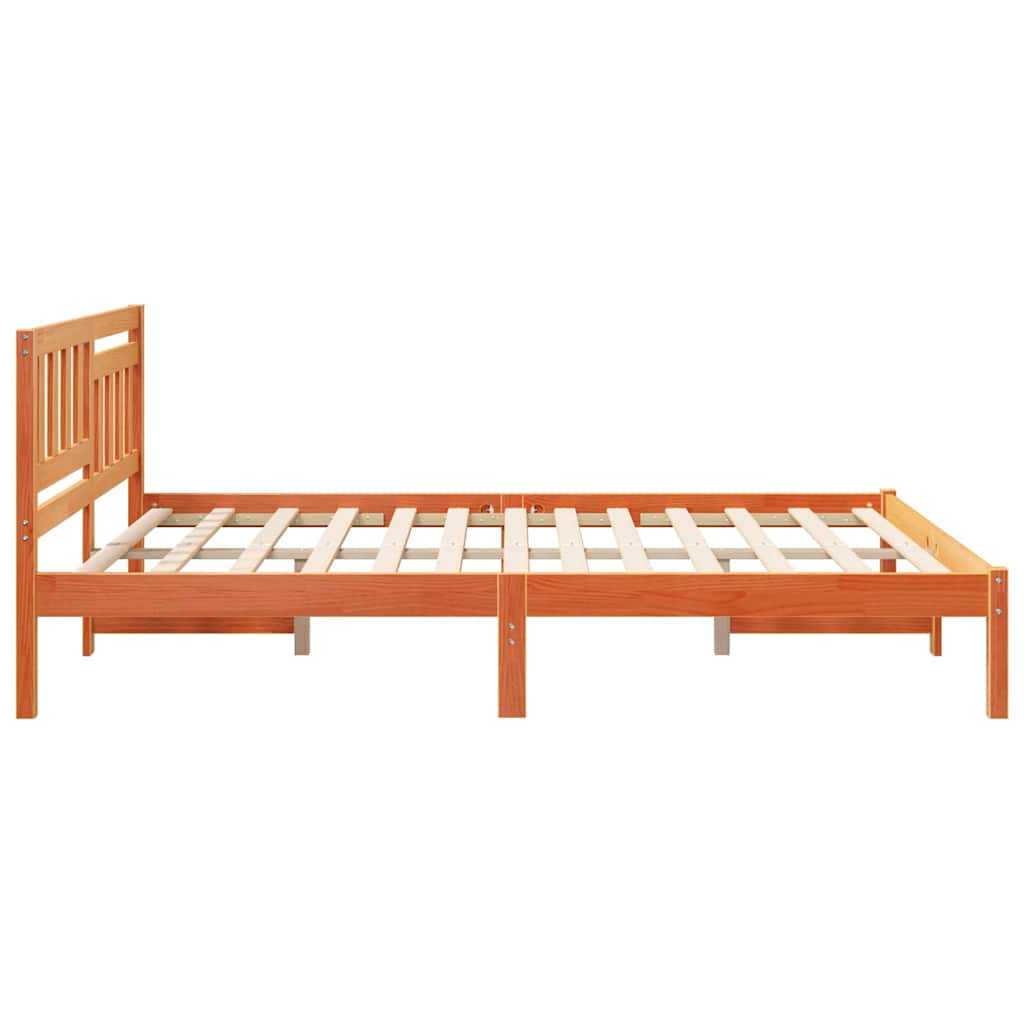 Cadre de lit avec tête de lit Brun cire 160 x 200 cm Pin massif - XIOS