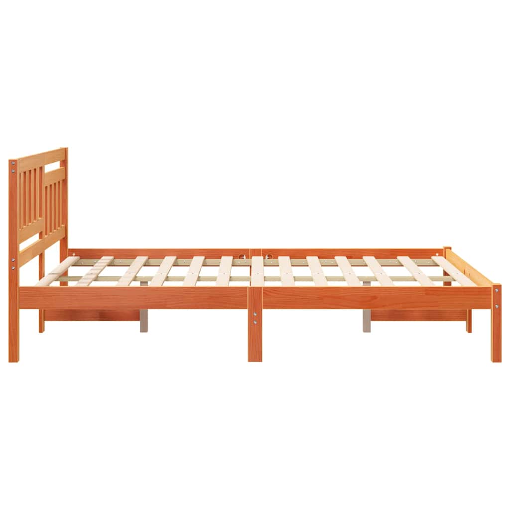 Cadre de lit avec tête de lit Brun cire 120 x 200 cm Pin massif - XIOS