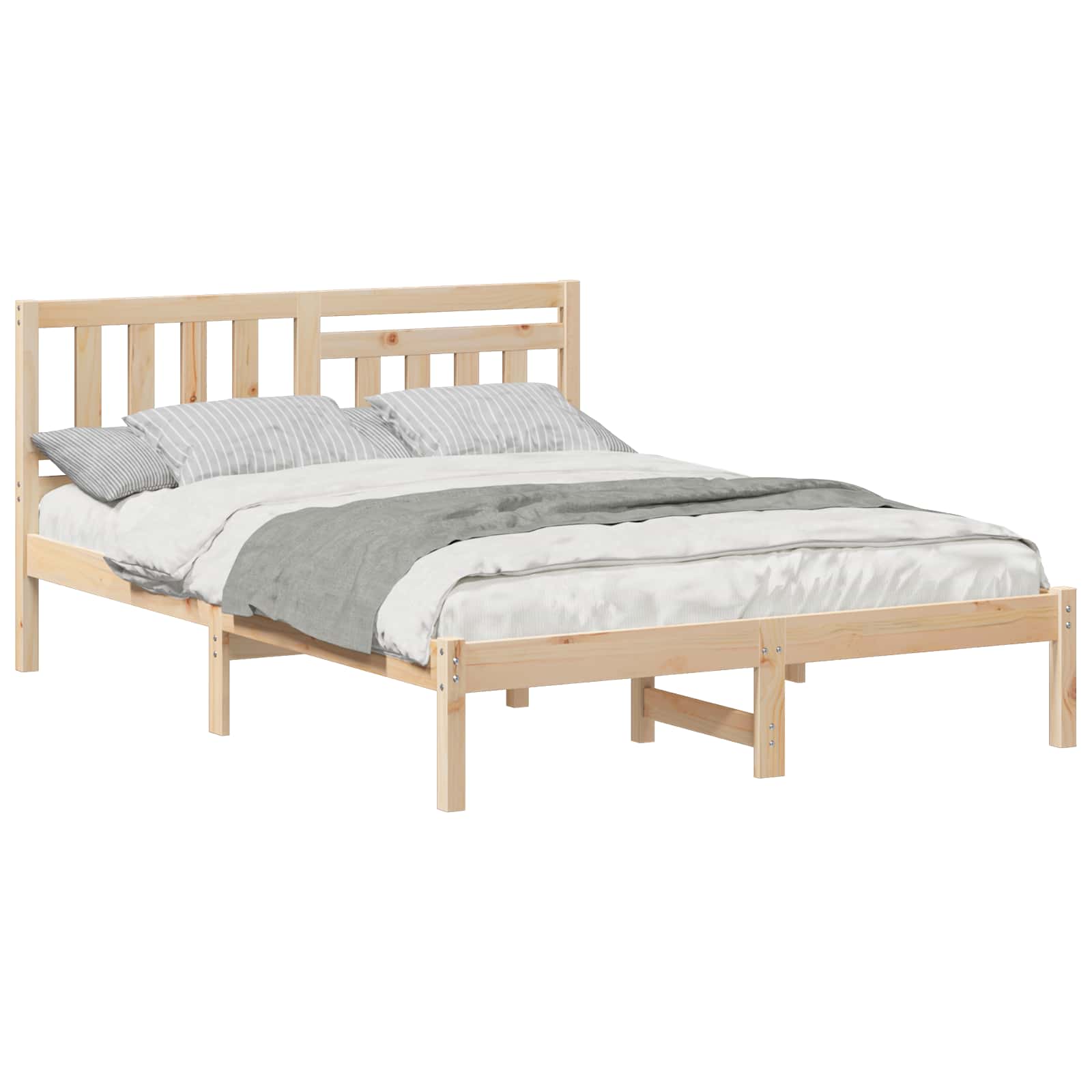 Cadre de lit avec tête de lit Marron 135 x 190 cm Pin massif - XIOS