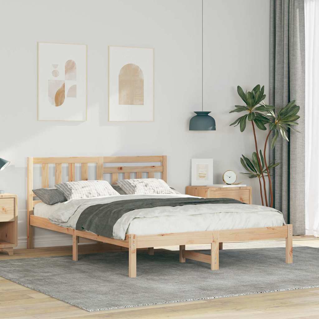 Cadre de lit avec tête de lit Marron 120 x 190 cm Pin massif - XIOS