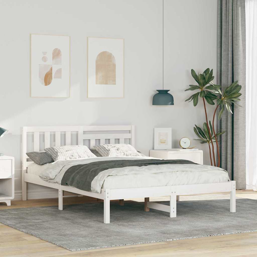 Cadre de lit avec tête de lit Blanc 120 x 190 cm Pin massif - XIOS