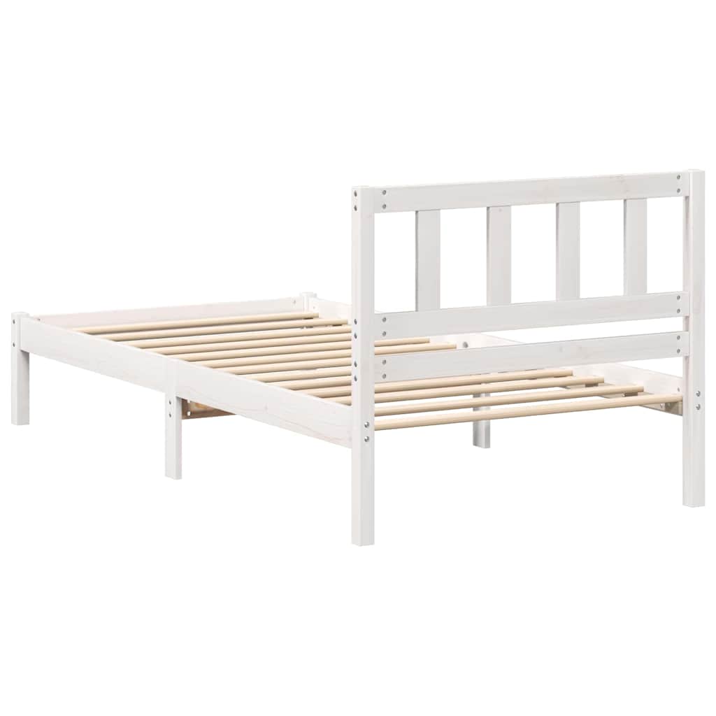 Cadre de lit avec tête de lit Blanc 90 x 200 cm Pin massif - XIOS
