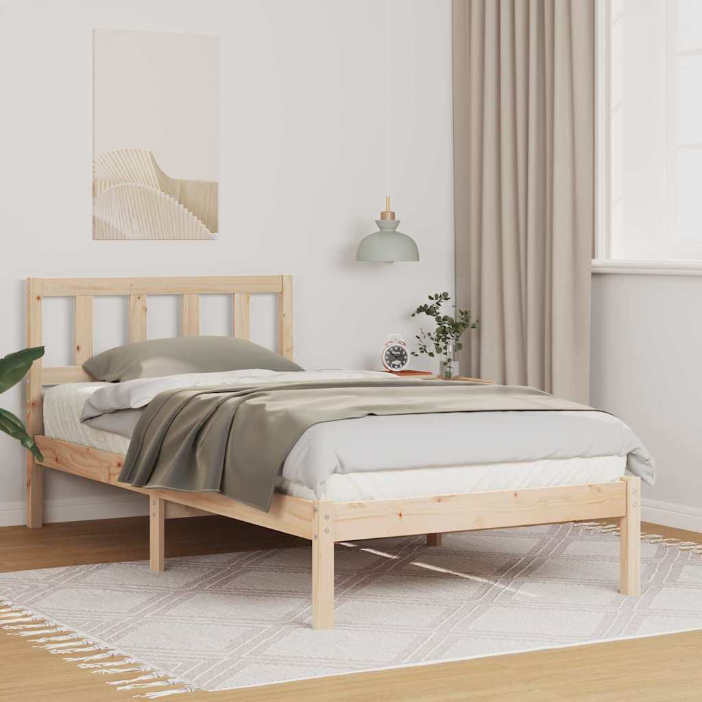 Cadre de lit avec tête de lit Marron 90 x 190 cm Pin massif - XIOS