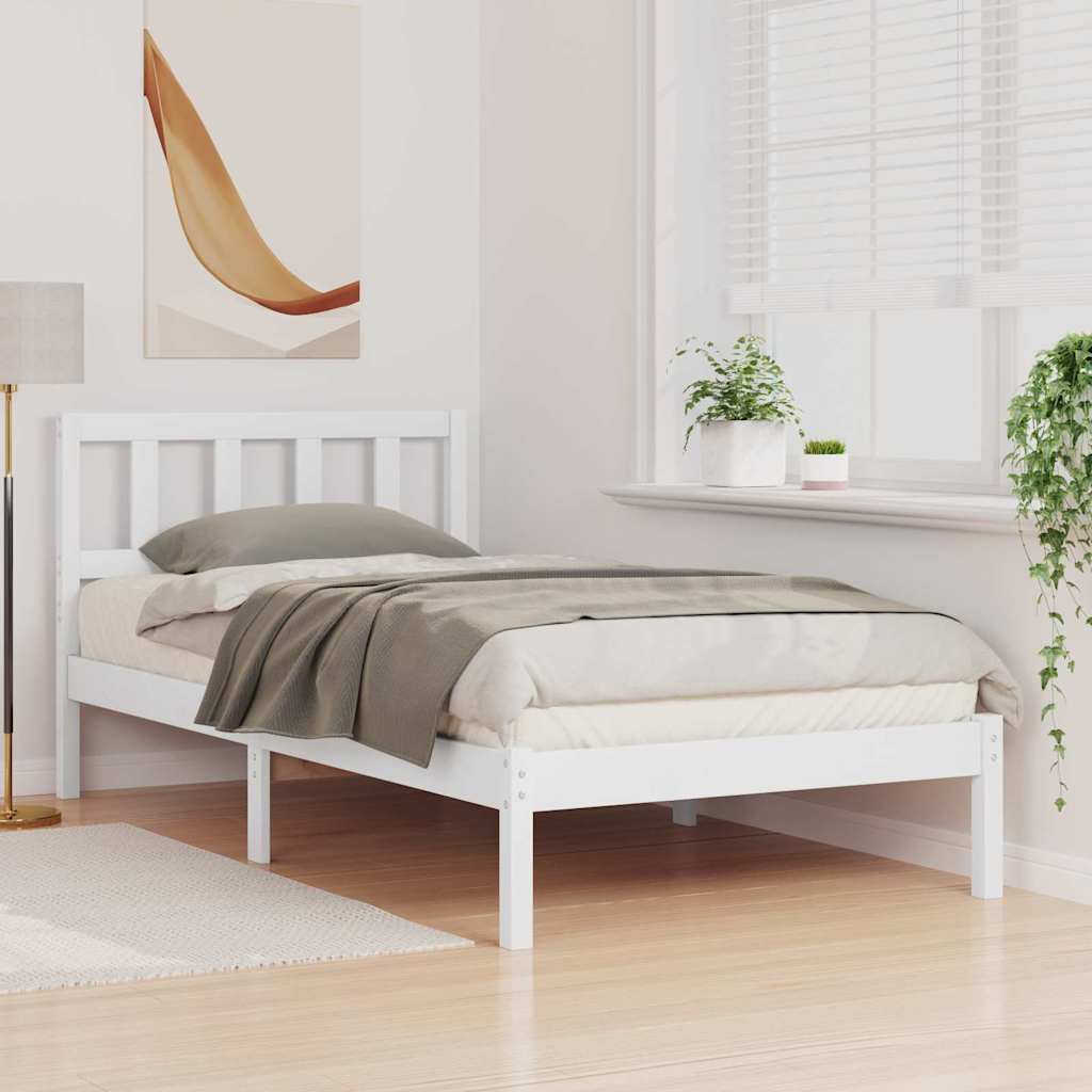 Cadre de lit avec tête de lit Blanc 90 x 190 cm Pin massif - XIOS