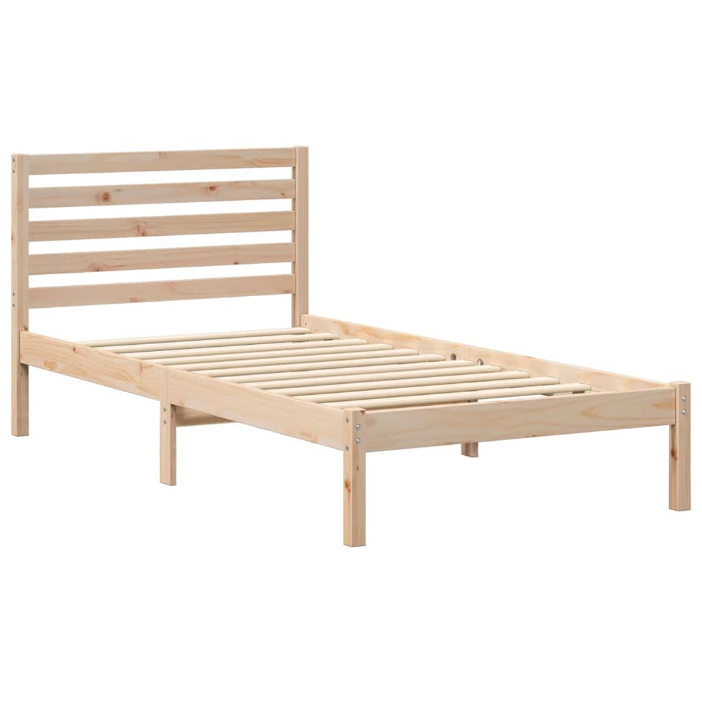 Cadre de lit avec tête de lit Marron 75 x 190 cm Pin massif - XIOS
