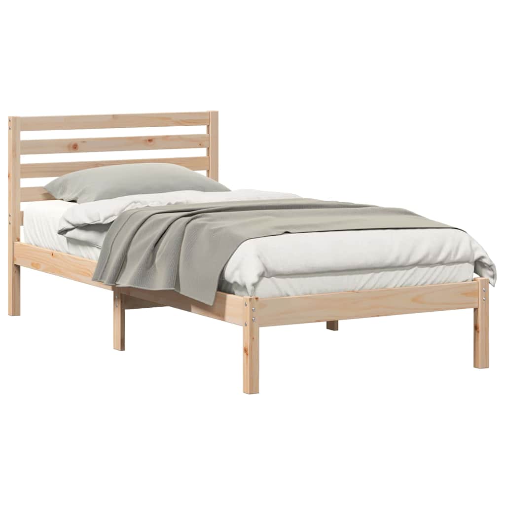 Cadre de lit avec tête de lit Marron 75 x 190 cm Pin massif - XIOS