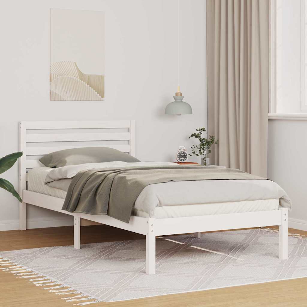 Cadre de lit avec tête de lit Blanc 75 x 190 cm Pin massif - XIOS