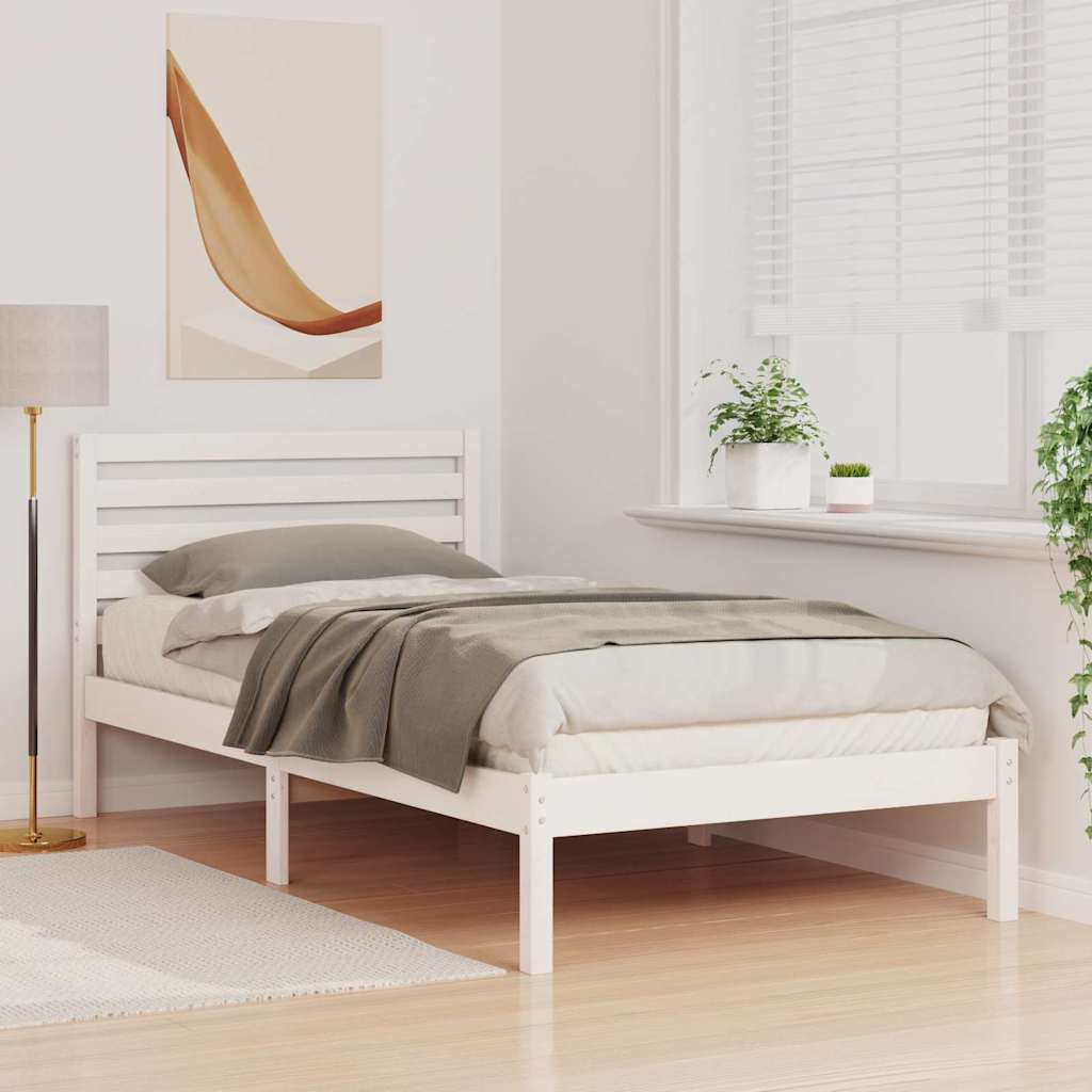 Cadre de lit avec tête de lit Blanc 75 x 190 cm Pin massif - XIOS