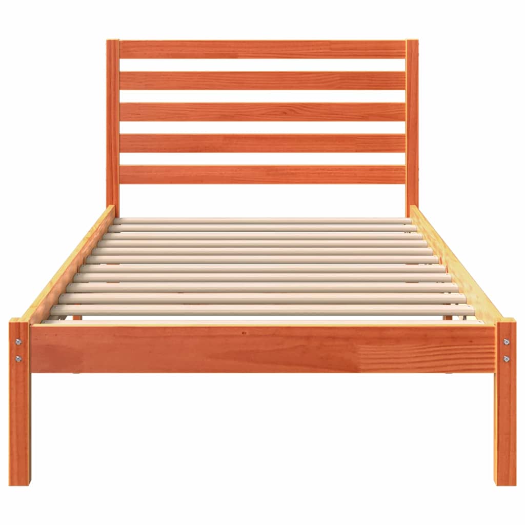 Cadre de lit avec tête de lit Brun cire 75 x 190 cm Pin massif - XIOS