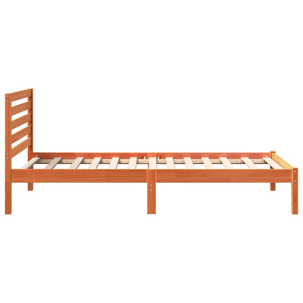 Cadre de lit avec tête de lit Brun cire 75 x 190 cm Pin massif - XIOS