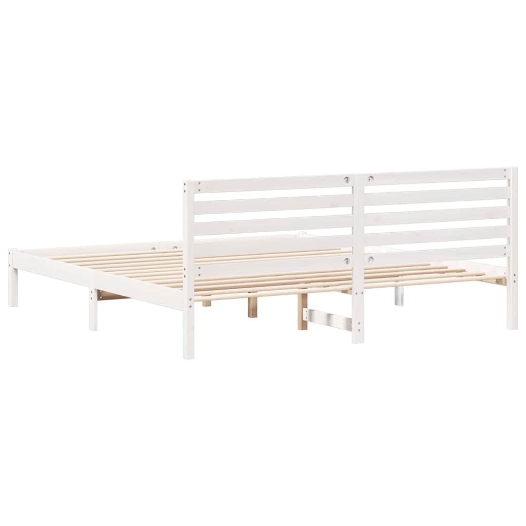 Cadre de lit Blanc 200 x 200 cm Bois massif en pin - XIOS