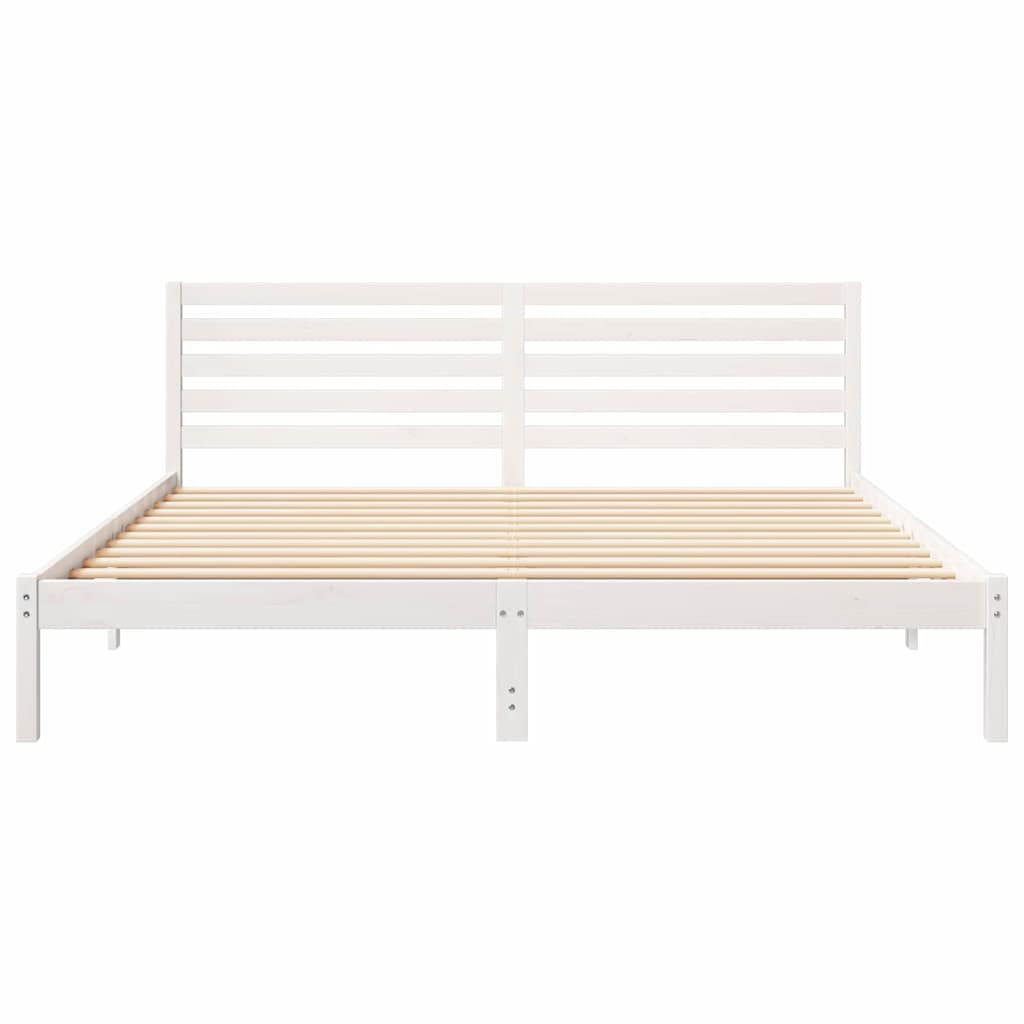 Cadre de lit Blanc 200 x 200 cm Bois massif en pin - XIOS