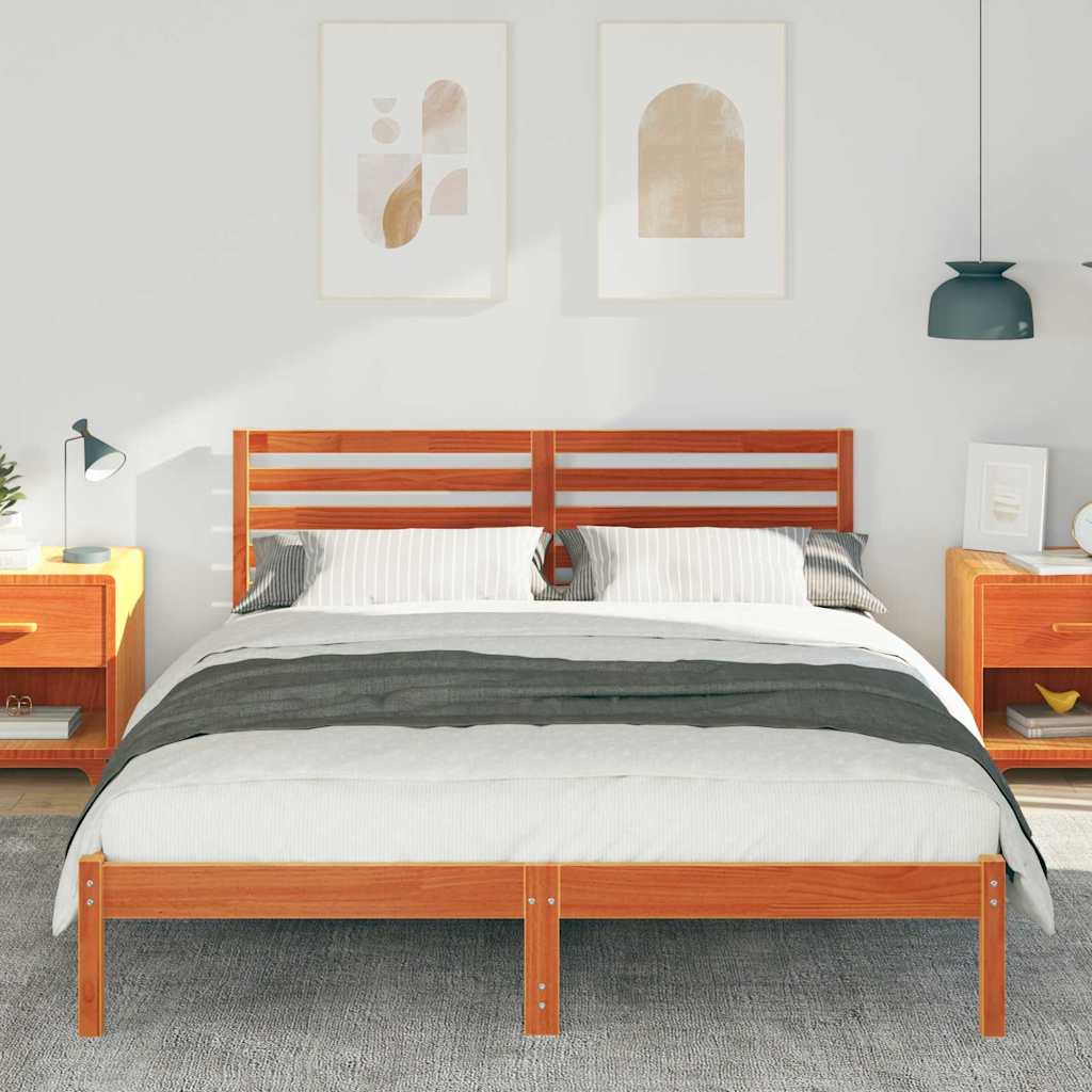 Cadre de lit Marron cire 160 x 200 cm Bois massif en pin - XIOS