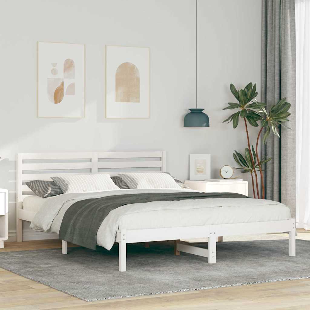 Cadre de lit Blanc 150 x 200 cm Bois massif en pin - XIOS
