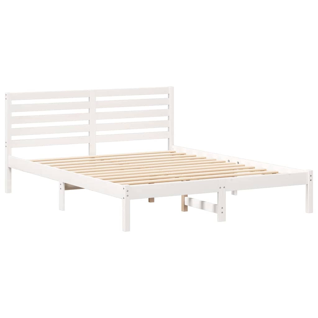 Cadre de lit Blanc 150 x 200 cm Bois massif en pin - XIOS
