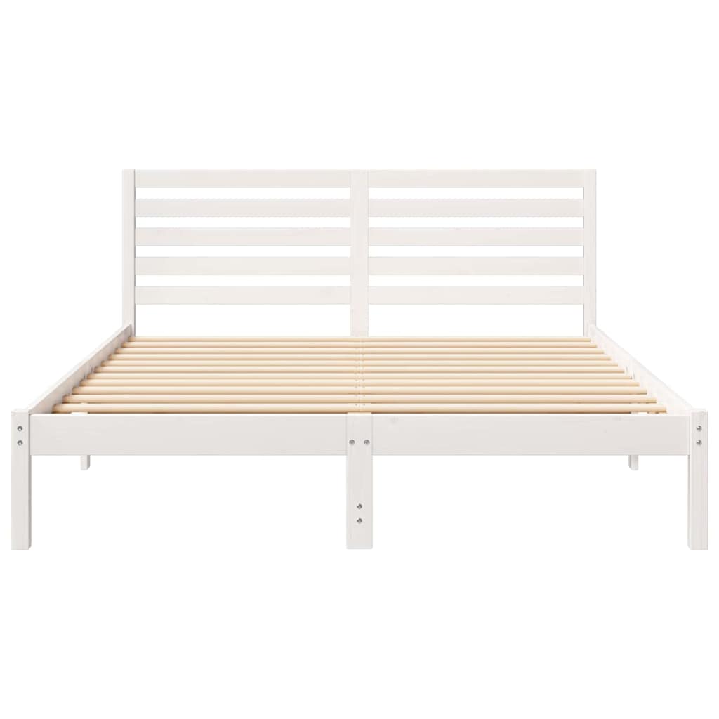 Cadre de lit Blanc 150 x 200 cm Bois massif en pin - XIOS