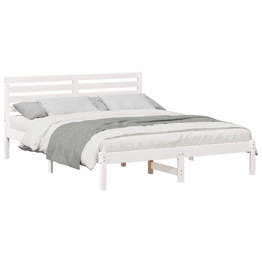 Cadre de lit Blanc 150 x 200 cm Bois massif en pin - XIOS