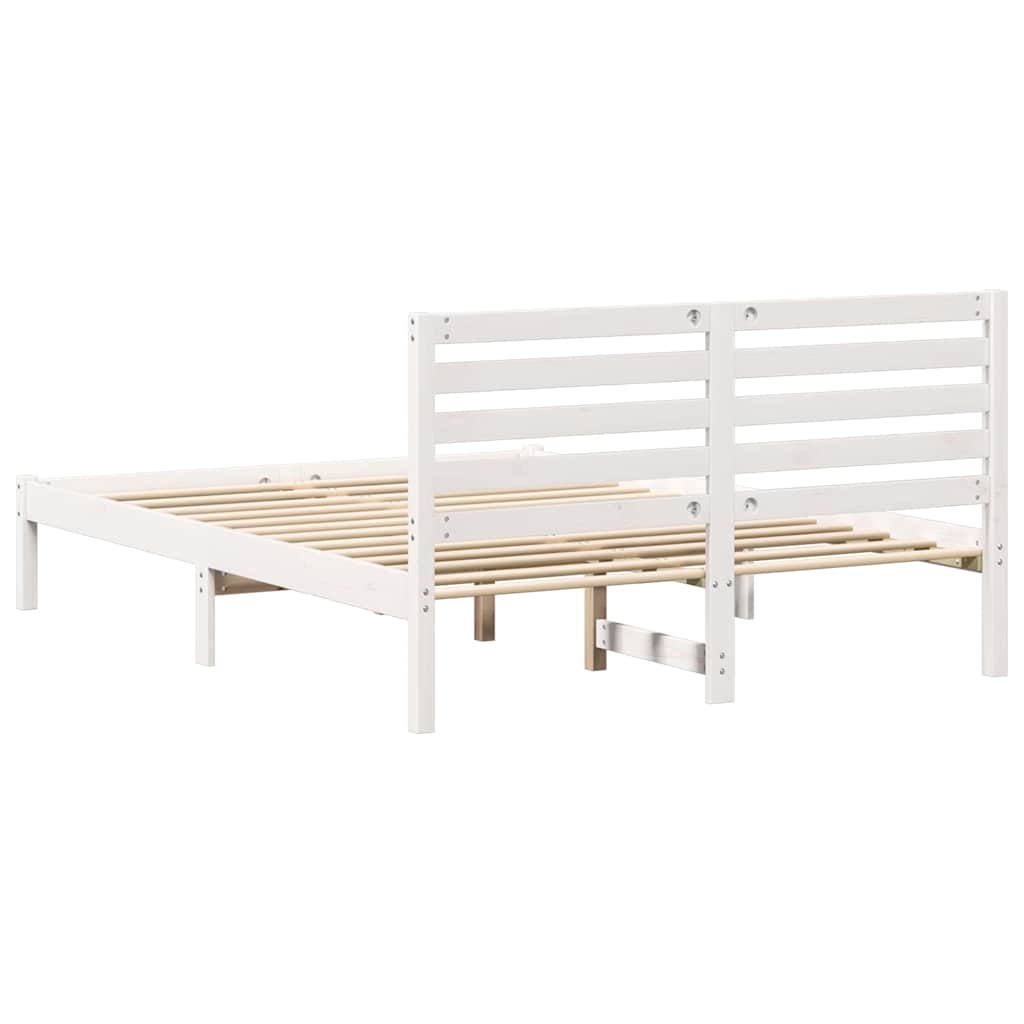 Cadre de lit Blanc 140 x 190 cm Bois massif en pin - XIOS