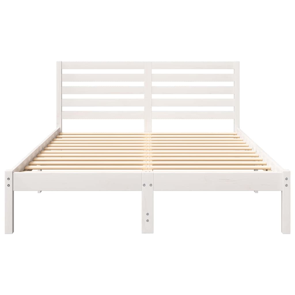 Cadre de lit Blanc 140 x 190 cm Bois massif en pin - XIOS