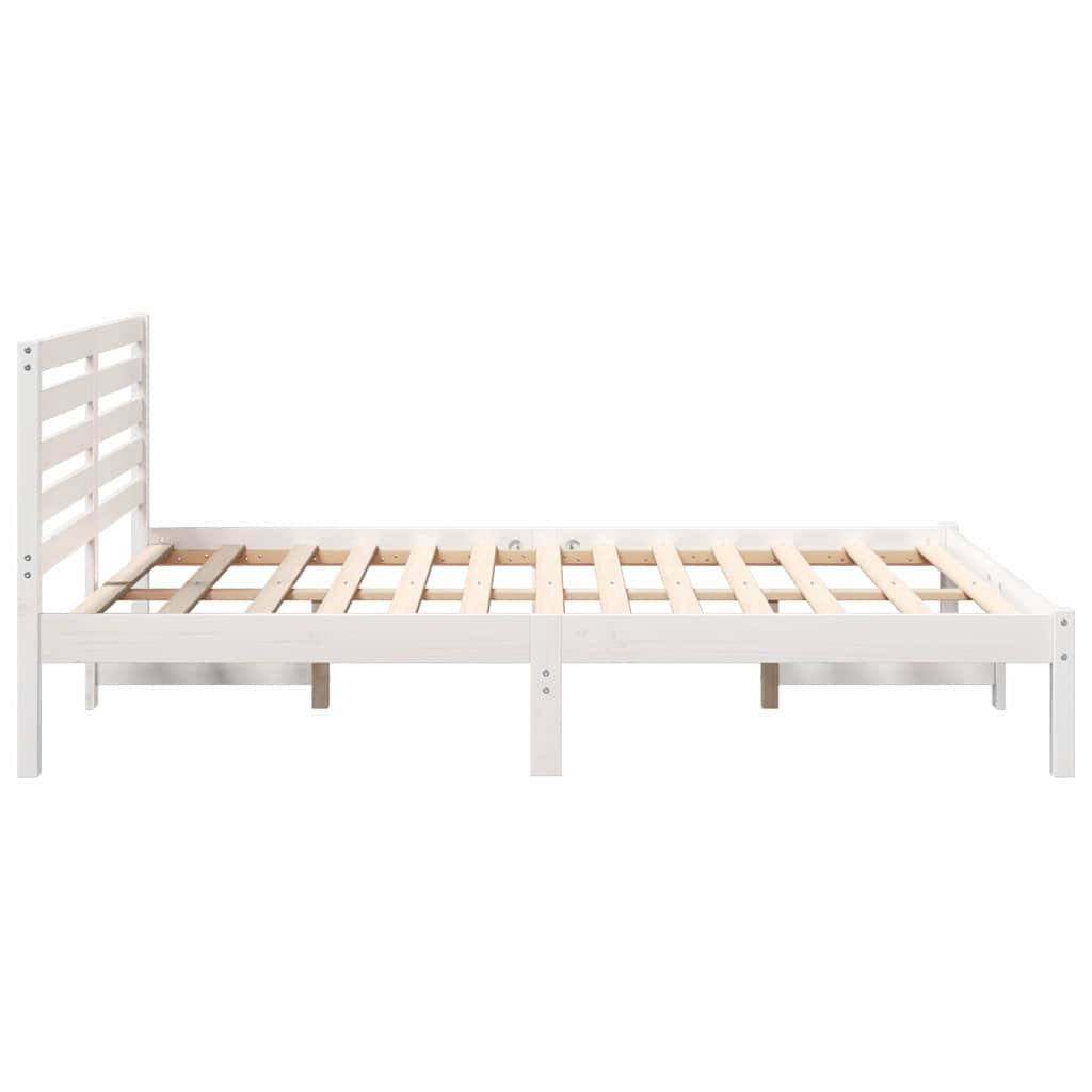 Cadre de lit Blanc 140 x 190 cm Bois massif en pin - XIOS