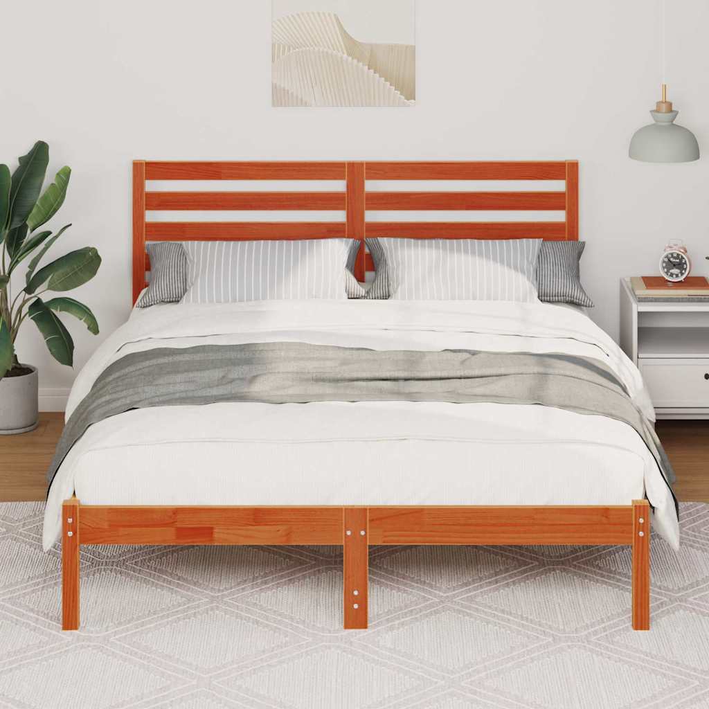 Cadre de lit Marron cire 140 x 190 cm Bois massif en pin - XIOS