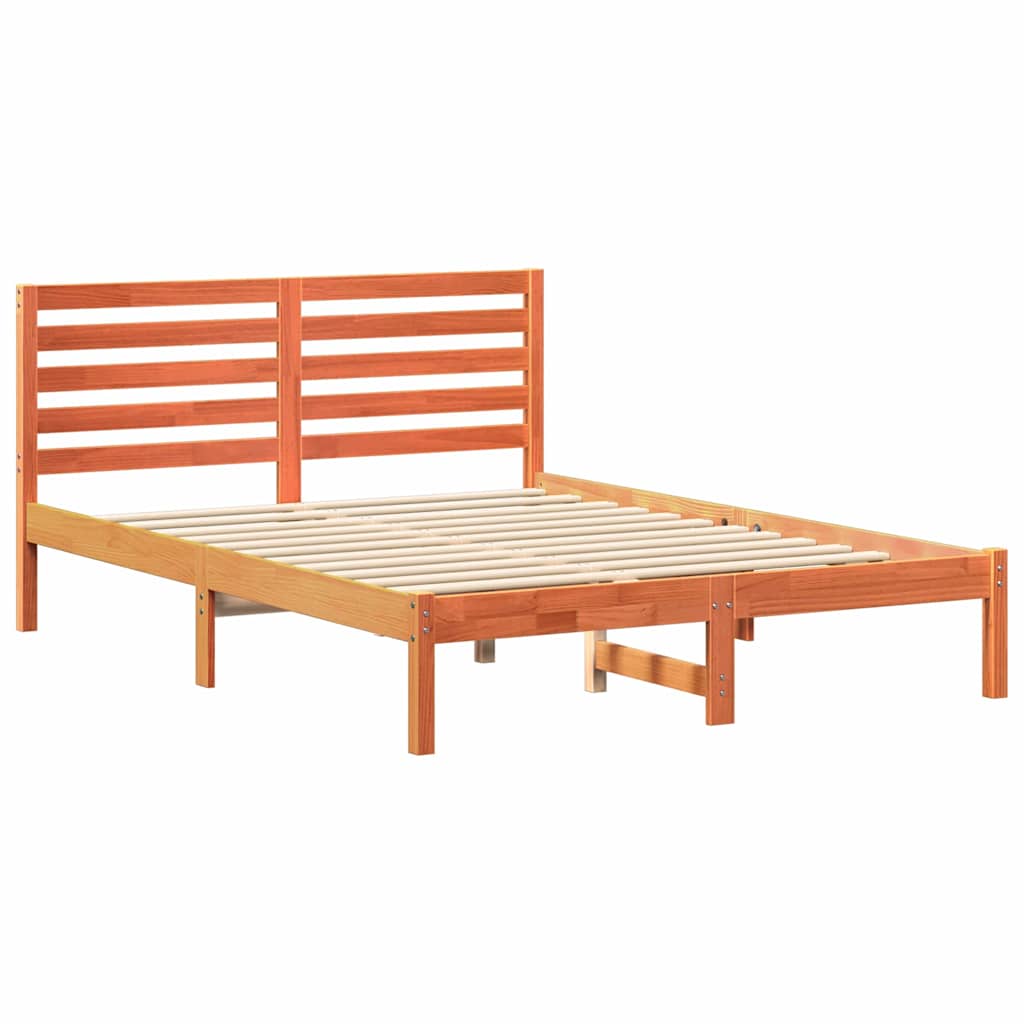 Cadre de lit Marron cire 135 x 190 cm Bois massif en pin - XIOS