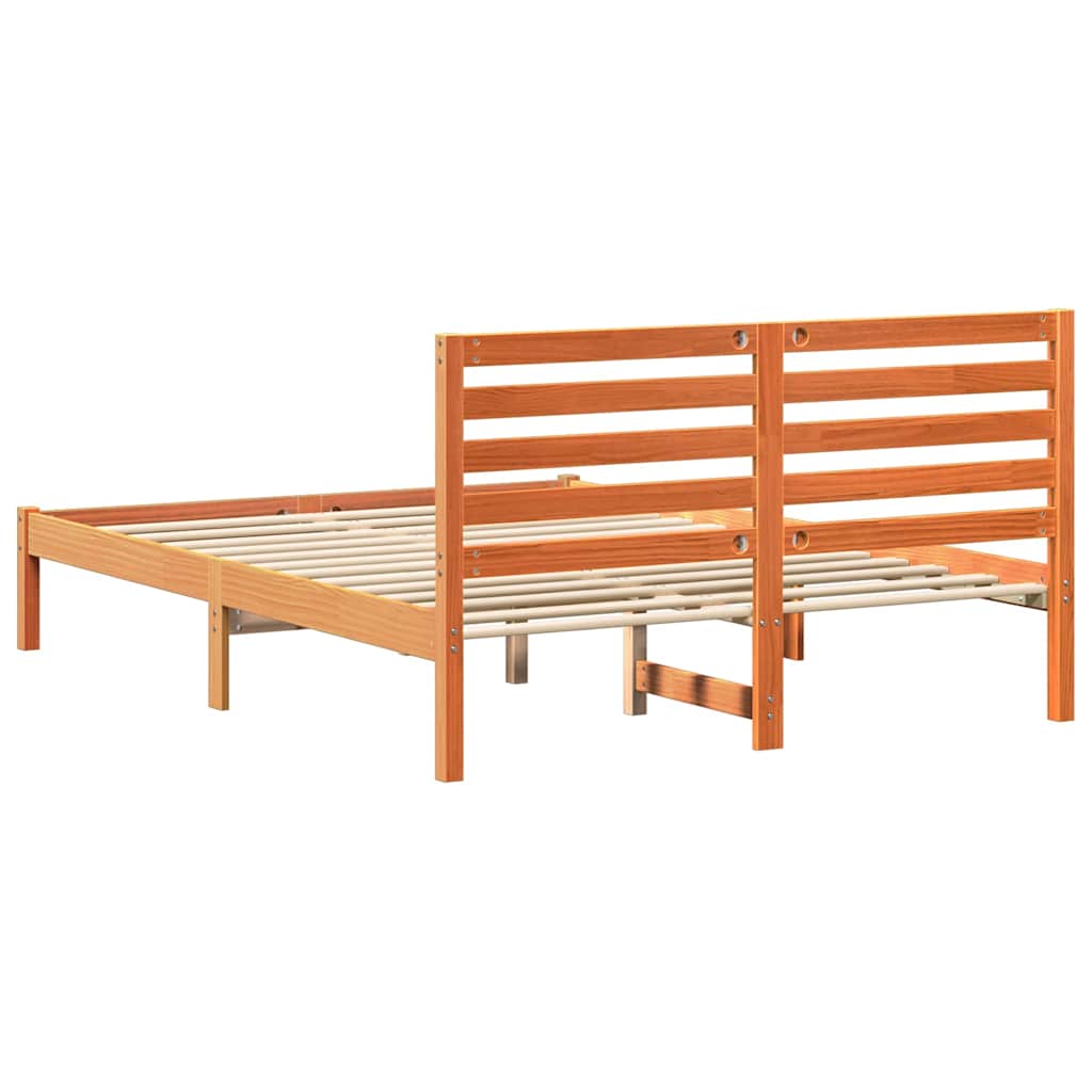 Cadre de lit Marron cire 135 x 190 cm Bois massif en pin - XIOS