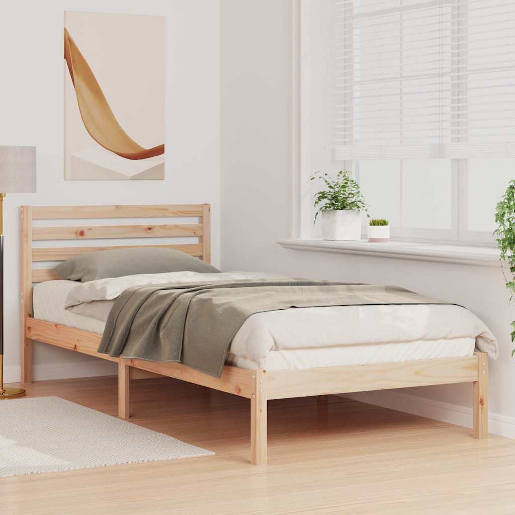 Cadre de lit Marron 90 x 210 cm Bois massif en pin - XIOS