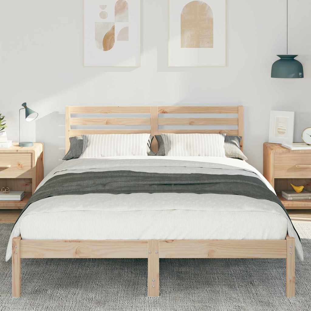 Cadre de lit Marron 140 x 210 cm Bois massif en pin - XIOS