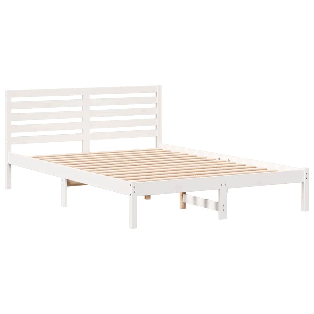 Cadre de lit avec tête de lit Blanc 140 x 210 cm Pin massif