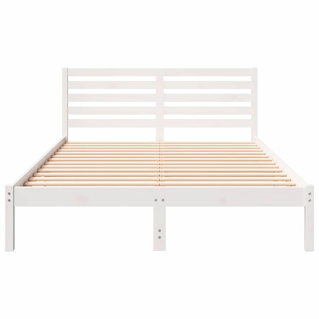 Cadre de lit avec tête de lit Blanc 140 x 210 cm Pin massif