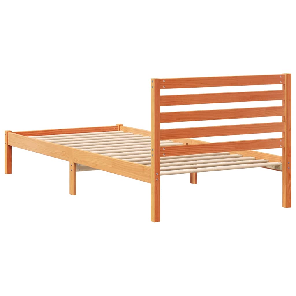 Cadre de lit avec tête de lit Brun cire 100 x 220 cm Pin massif - XIOS