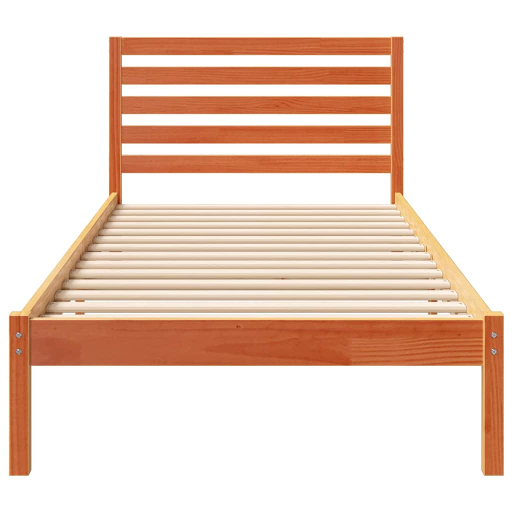 Cadre de lit avec tête de lit Brun cire 100 x 220 cm Pin massif - XIOS