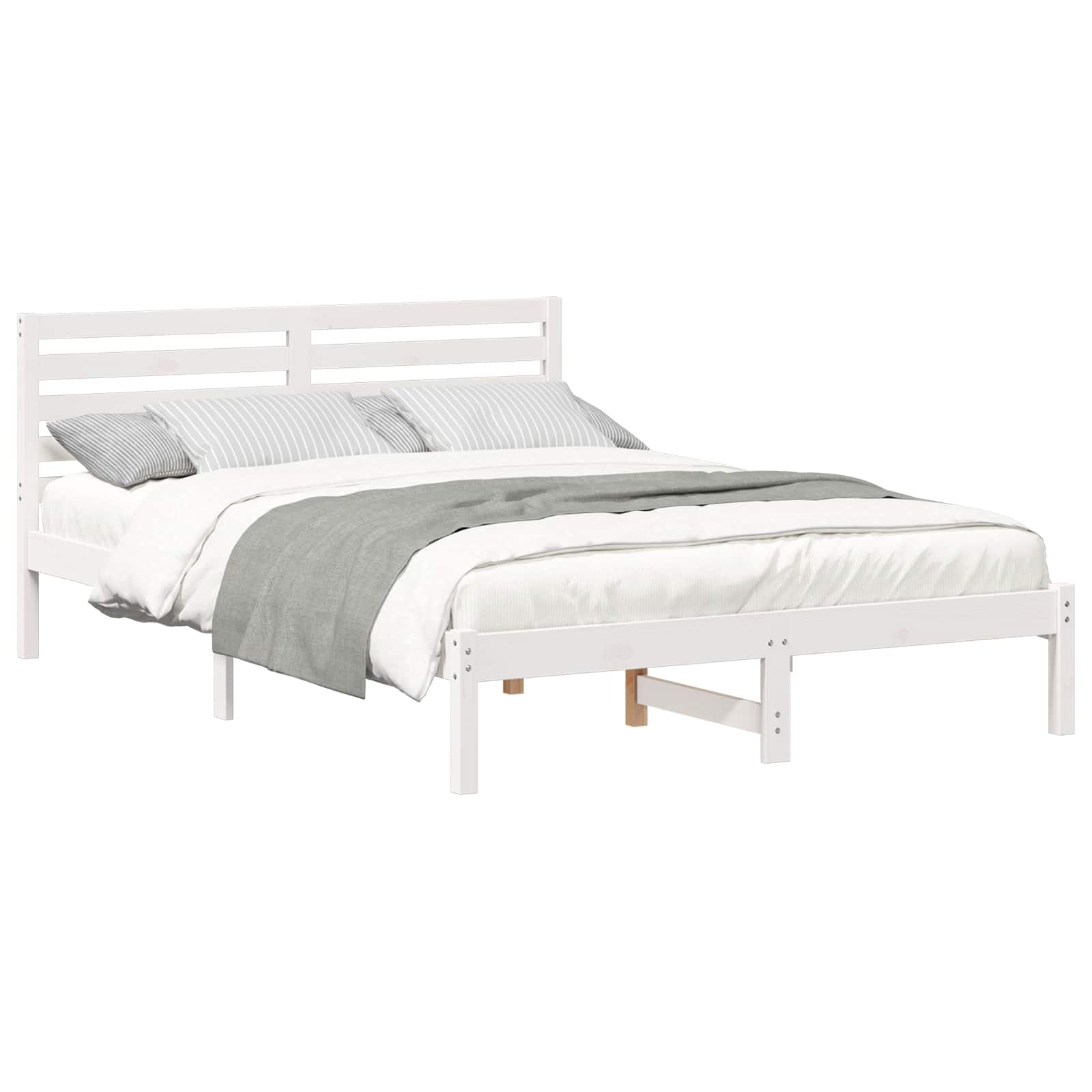 Cadre de lit avec tête de lit Blanc 140 x 220 cm Pin massif