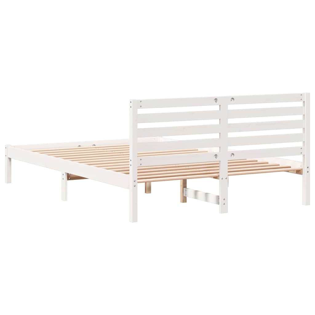 Cadre de lit avec tête de lit Blanc 140 x 220 cm Pin massif