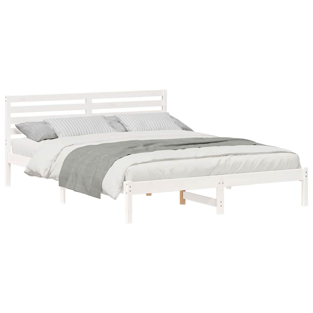 Cadre de lit Blanc 160 x 220 cm Bois massif en pin - XIOS