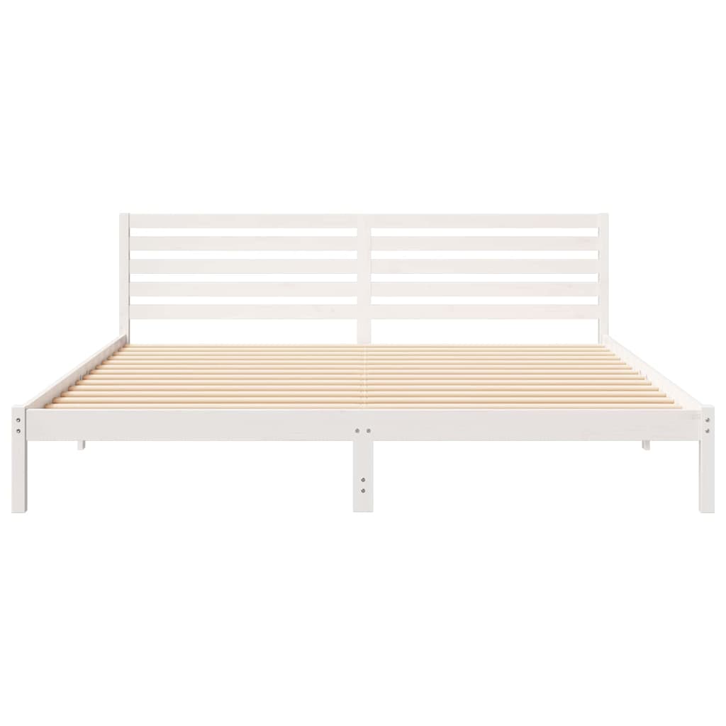 Cadre de lit Blanc 180 x 220 cm Bois massif en pin - XIOS