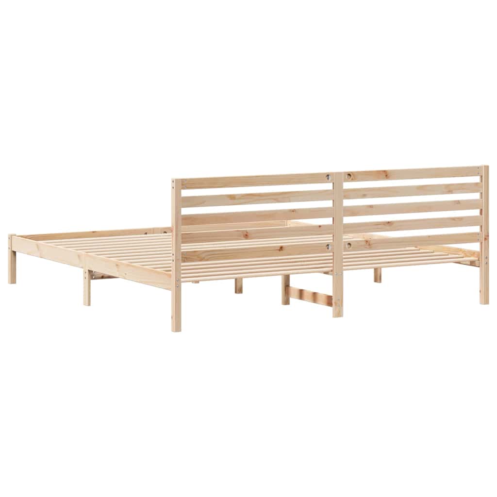 Cadre de lit avec tête de lit Marron 200 x 220 cm Pin massif