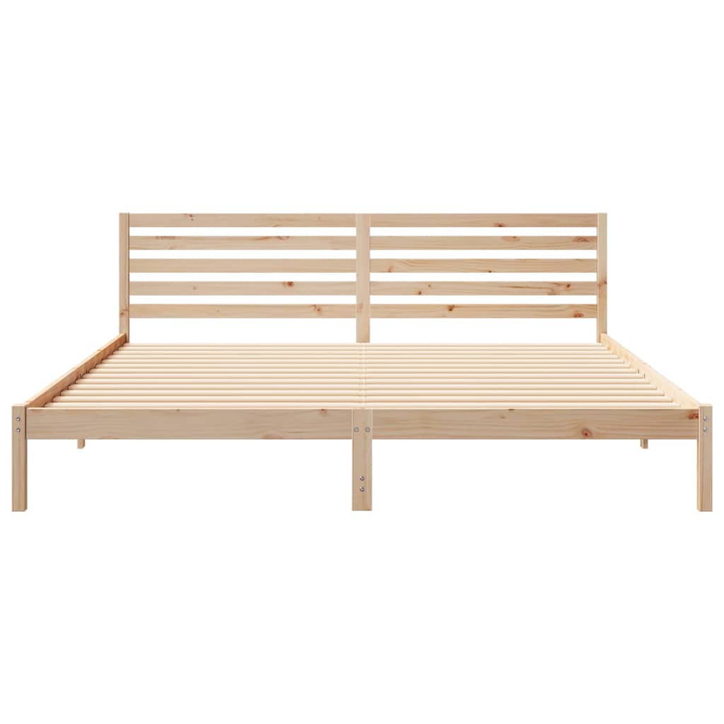 Cadre de lit avec tête de lit Marron 200 x 220 cm Pin massif
