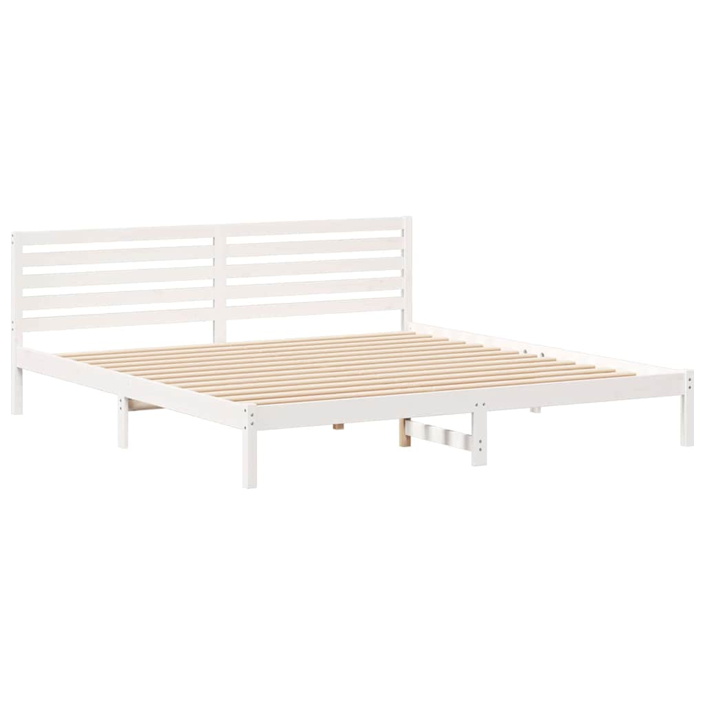 Cadre de lit Blanc 200 x 220 cm Bois massif en pin - XIOS