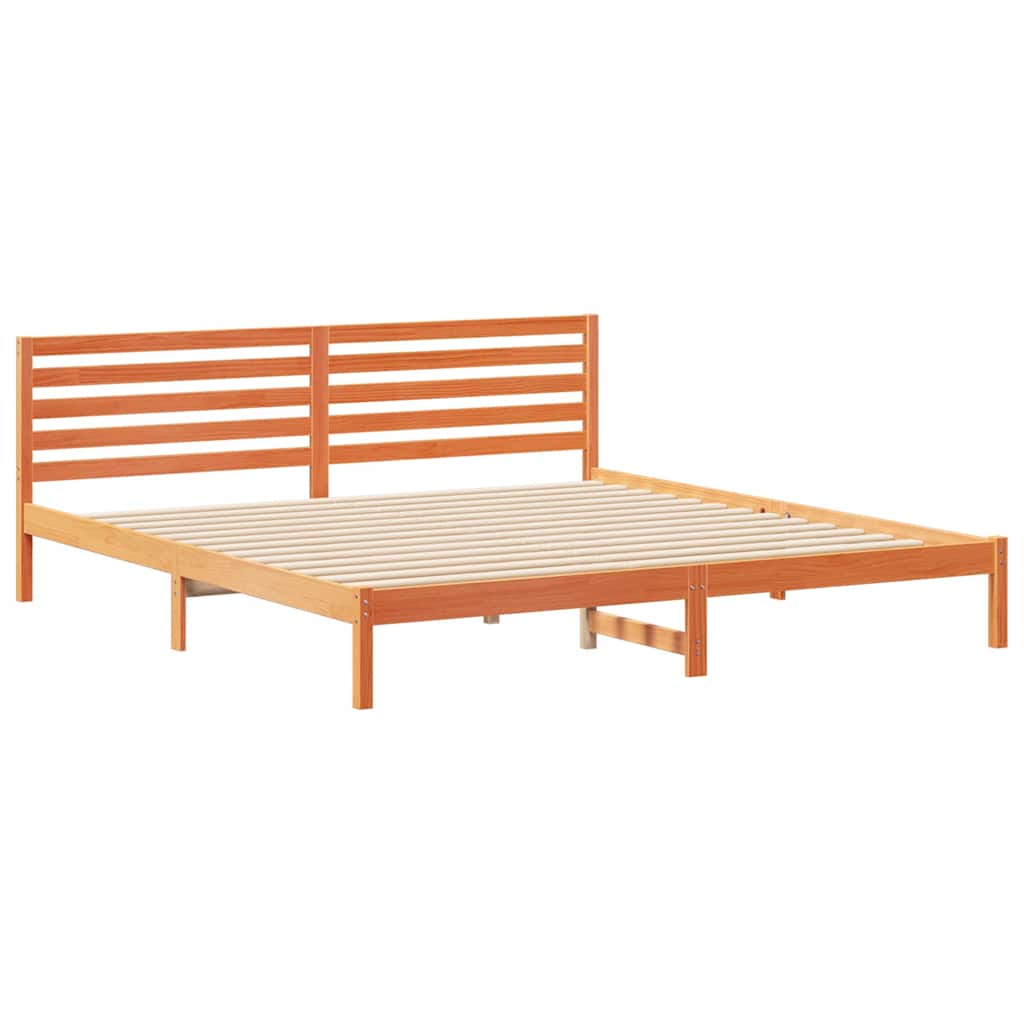 Cadre de lit avec tête de lit Brun cire 200 x 220 cm Pin massif - XIOS