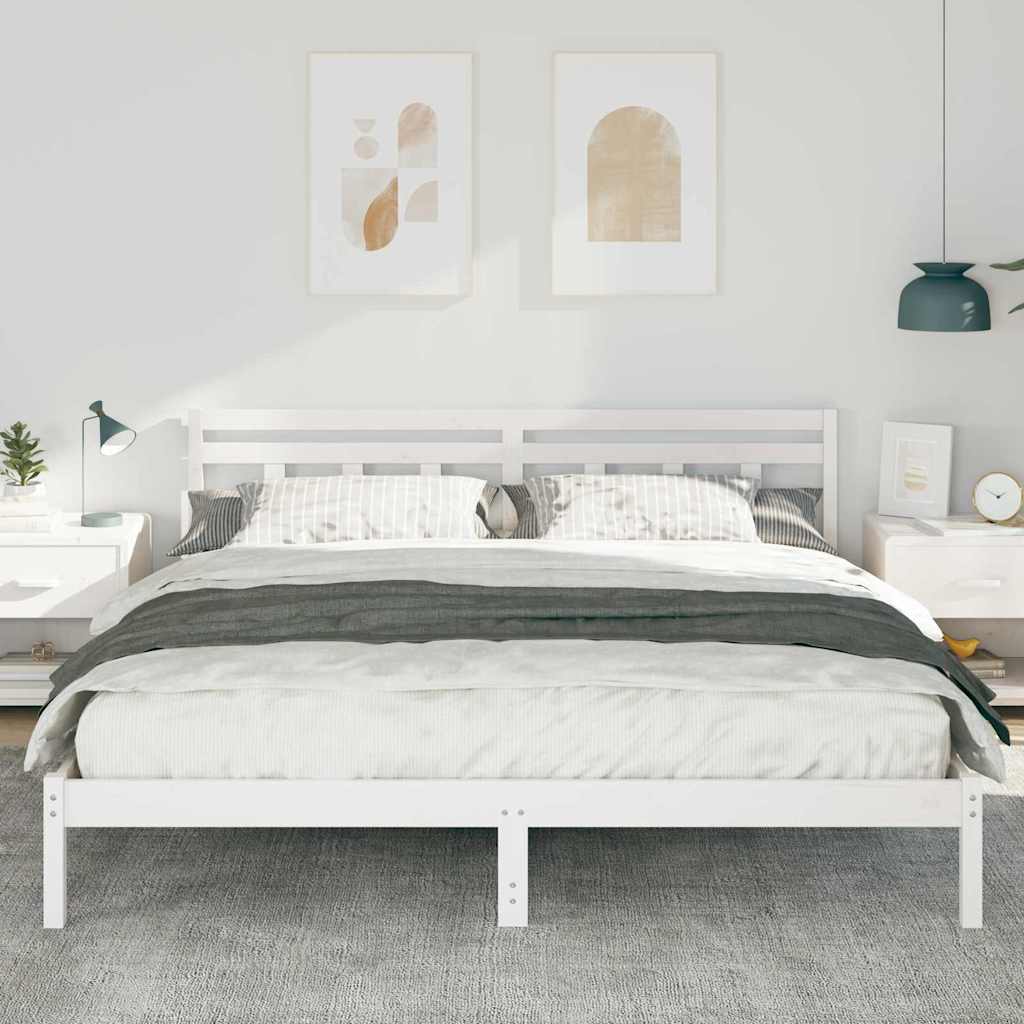 Cadre de lit Blanc 200 x 200 cm Pin massif - XIOS